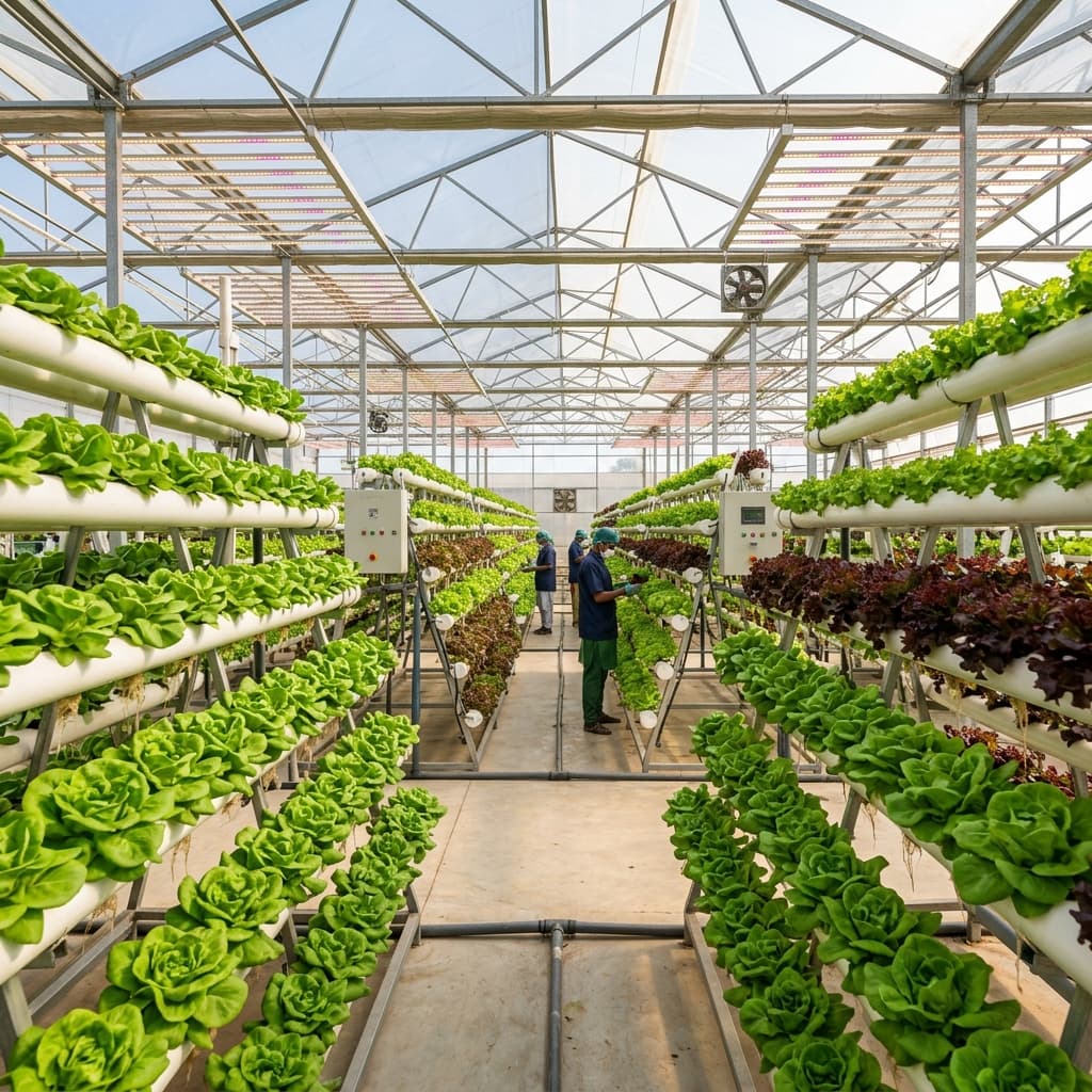 Hydroponic Polyhouse Farm Background